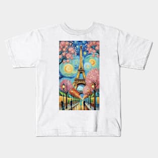 Eiffel Tower Reverie: Van Gogh's Parisian Dreamscape Kids T-Shirt